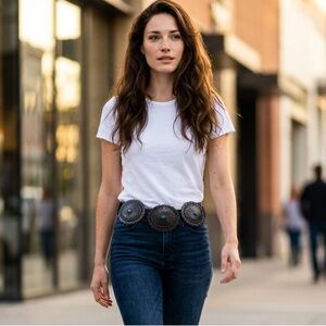 Western style turquoise belt.